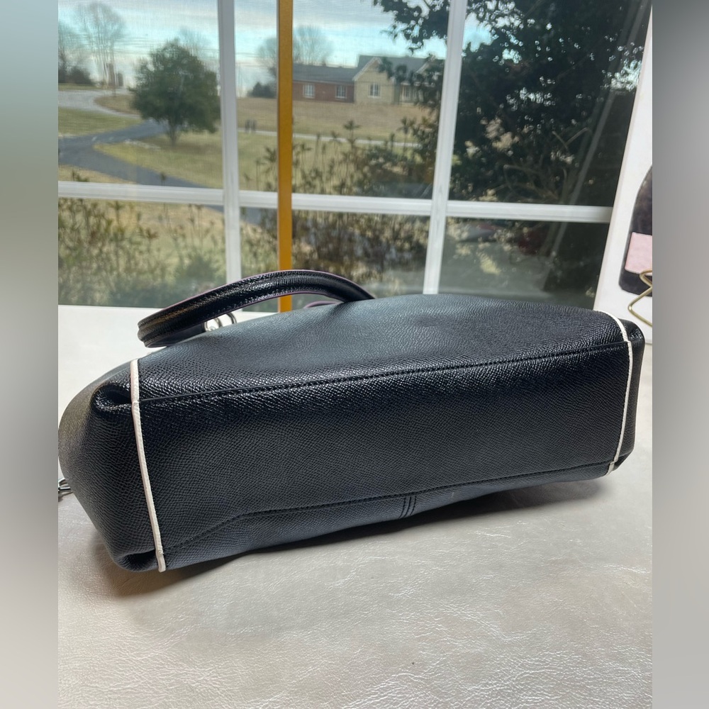 Coach Christie Carryall Black Crossgrain Leather with Pink/Magenta Piping NWOT - Picture 15 of 17